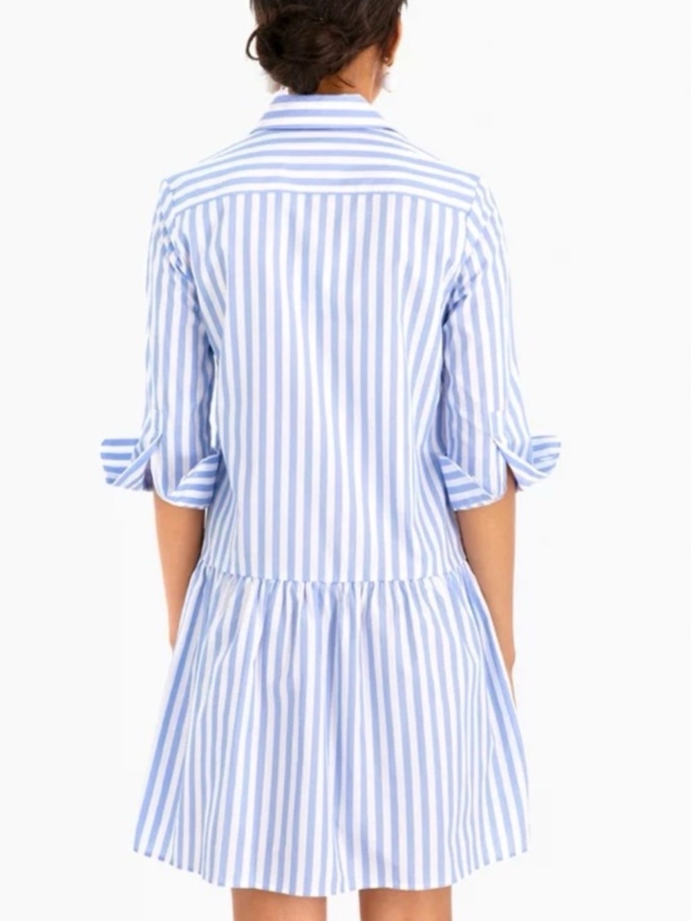 The Shirt Rochelle Behrens Drop Waist Shirtdress Blue White Stripe Size XS - Picture 2 of 13